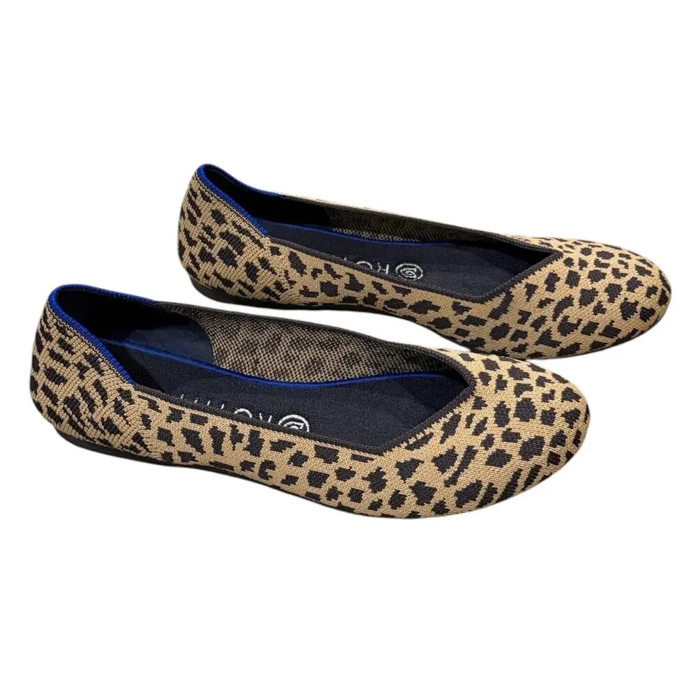 Rothy’s Leopard Print Round Toe Flats Size 9 Casual Slip-On Ballet Classy Chic